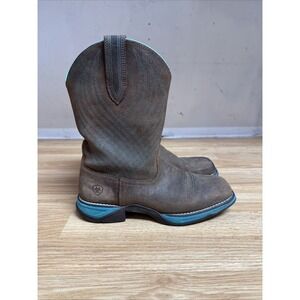 8B Ariat 10027247 Anthem Square Toe Western Boots Java Brown Turquoise